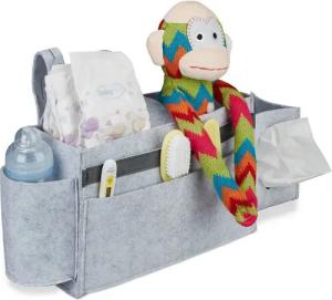 relaxdays Betttasche für Hochbett aus Filz, Hellgrau