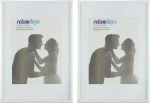 relaxdays Bilderrahmen 2er Set A4, weiß