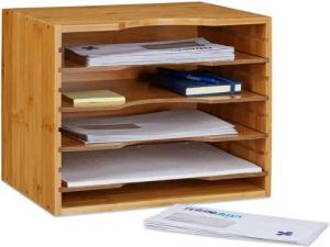 relaxdays Briefablage Bambus