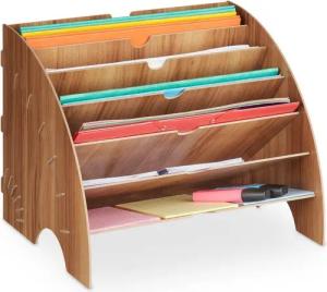 relaxdays Briefablage Dokumentenablage 6 Fächer, dunkelbraun