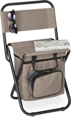 relaxdays Campinghocker Beiger Campinghocker mit Lehne