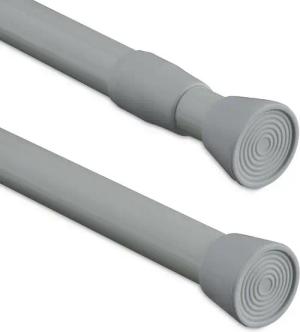 relaxdays Duschvorhangstange Graue Teleskopstange Edelstahl, Ø 20 mm, ausziehbar, ohne Bohren, geklemmt, Edelstahl, 150 - 280 cm