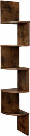 relaxdays Eckregal Wand 5 Etage, Vintagebraun
