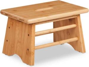 relaxdays Fußhocker Fußbank Bambus mit Griff