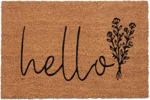 relaxdays Fußmatte Kokos Fußmatte "Hello", rechteckig, Höhe: 15 mm