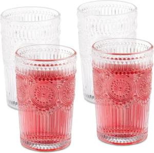 relaxdays Gläser-Set Vintage Trinkgläser 4er Set 400 ml, Glas