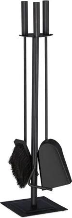 relaxdays Kamingarnitur Kaminbesteck 4-teilig schwarz