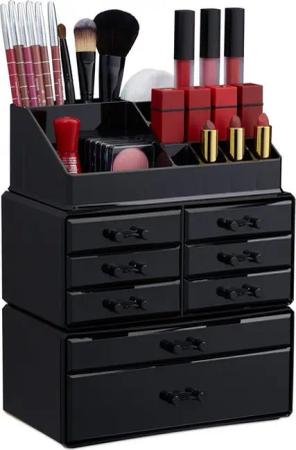 relaxdays Make-Up Organizer mit 8 Schublade, schwarz