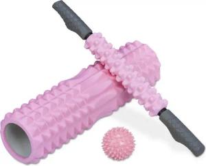 relaxdays Massagerolle Rosa Faszienrolle im 3er Set