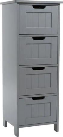 relaxdays Midischrank Badezimmerschrank mit 4 Schubladen grau