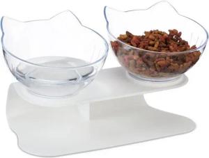 relaxdays Napf-Set Erhöhter Katzen Doppelnapf 500ml