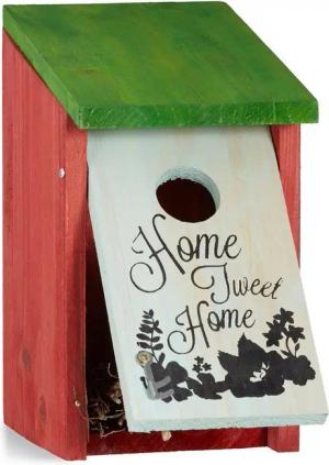 relaxdays Nistkasten HOME TWEET HOME, rot