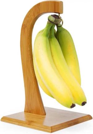 relaxdays Obstschale Bananenhalter SHELDON aus Bambus, Bambus