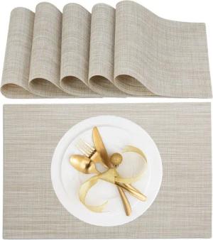 relaxdays Platzset Tischset 6-teilig, Beige