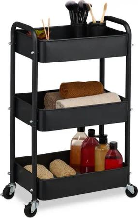 relaxdays Rollwagen mit 3 Ebene, (1 St), schwarz