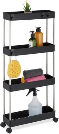 relaxdays Rollwagen Schwarzer Nischenwagen mit 4 Ebenen