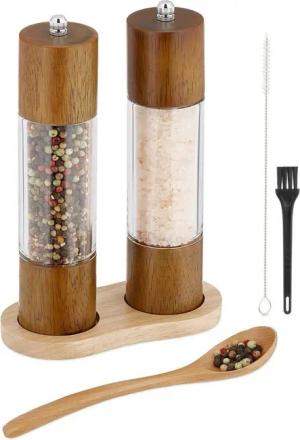 relaxdays Salzmühle Salz- und Pfeffermühle Set