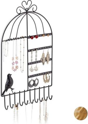 relaxdays Schmuckständer Schmuckhalter Wand, schwarz