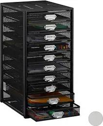 relaxdays Schubladenbox  schwarz 10024817_46, DIN A4 mit 10 Schubladen, 1 St.