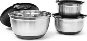 relaxdays Schüssel Set BOWLY mit Deckel, Edelstahl, (3er Set, 3-tlg), 3er Pack