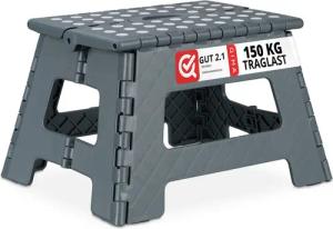 relaxdays Sitzhocker Klapphocker faltbar M, Dunkelgrau