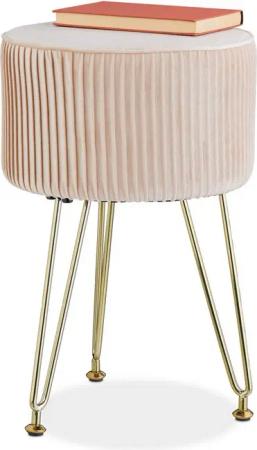 relaxdays Sitzhocker Samt Hocker mit Metallbeinen, Beige