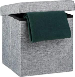 relaxdays Stauraumhocker Faltbarer Sitzhocker mit Stauraum Leinen, grau
