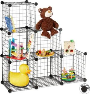 relaxdays Steckregal Regalsystem Drahtgitter 6 Fächer, 30 x 30 cm