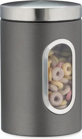 relaxdays Vorratsdose mit Sichtfenst, Eisen, grau