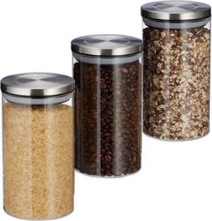 relaxdays Vorratsglas 3er Set je 1 Lit, Glas