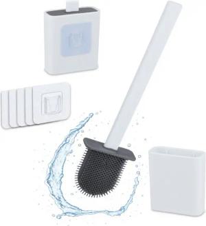 relaxdays WC-Garnitur Toilettenbürste zur Wandmontage, (1-tlg), weiß