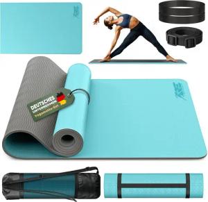 RE:SPORT Gymnastikmatte 183 x 61 x 0,6 cm mit Tragetasche Yogamatte TPE Fitnessmatte (rutschfest), Trainingsmatte mit Tragegurt Fitness Gymnastik Pilates Workout