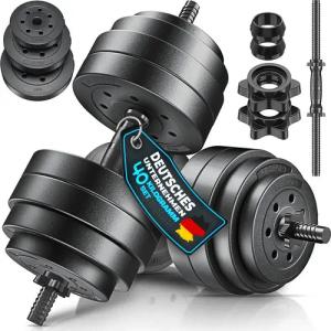 RE:SPORT Hantel RE:SPORT® Kurzhantel Set 15 - 40 kg Hantelset Hantel Krafttraining, (für Muskelaufbau, Workout & Zuhause, mit Gewichten & 4 Sternverschlüsse Fitness Kurzhantel), Hanteln Set verstellbar mit 2 Kurzhanteln Hantel