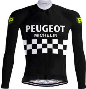 Retro Radtrikot Peugeot Schwarz (Fleece) – REDTED