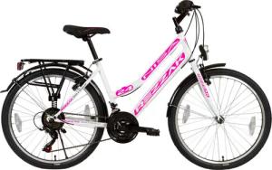 Rezzak Kinderfahrrad 24 Zoll Mädchen Fahrrad Kinder Fahrrad 21 Gang Shimano Weiss Pink, 21 Gang, Kettenschaltung