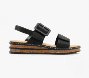 Rieker Damen Keilsandaletten Sandalen 62950-00 tiefschwarz