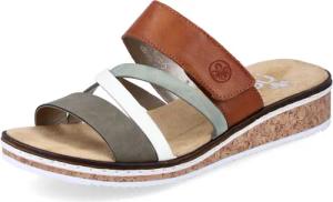 Rieker Pantolette Keilabsatz, Sommerschuh, Schlappen mit Klettriemchen