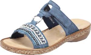 Rieker Pantolette Keilabsatz, Sommerschuh, Schlappen mit Pailetten- und Perlenbesatz