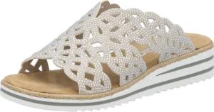 Rieker Pantolette Sommerschuh, Strandschuh, Hausschuh, Keilabsatz, mit Strass-Steinchen