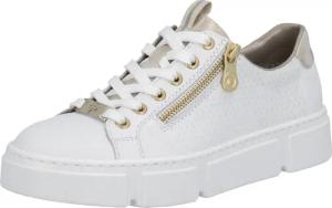 Rieker Plateausneaker mit goldfarbenen Details, Freizeitschuh, Halbschuh, Schnürschuh