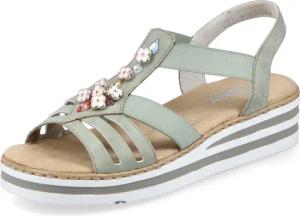 Rieker Riemchensandale, Sommerschuh, Sandalette, Keilabsatz, mit Schmuckelementen