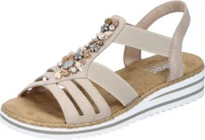 Rieker Riemchensandale Sommerschuh, Sandalette, Keilabsatz, mit sommerlicher Verzierung