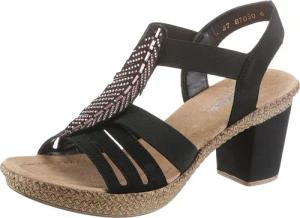 Rieker Sandalette, Sommerschuh, Sandale, Plateauabsatz, mit Strass-Steinchen verziert