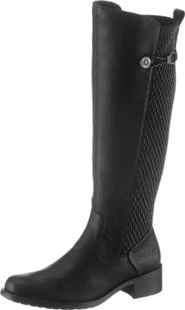 Rieker Stiefel, Langschaftstiefel, Blockabsatz, Stretch, mit Schnallenverzierung