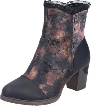 Rieker Stiefelette Trachtenstiefelette, Festtagsstiefelette, Blockabsatz, mit Warmfutter