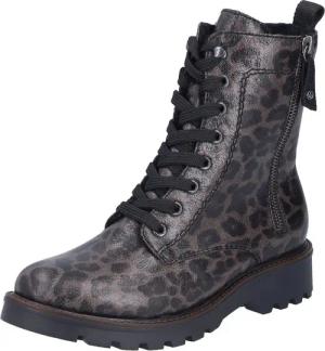 Rieker Winterstiefelette Winterboots, Schnürstiefelette, Blockabsatz, in aktueller Leo-Optik