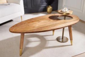 riess-ambiente Couchtisch GATSBY 110cm braun / gold (Set, 2-St), Wohnzimmer · oval · Massivholz · Metall · Beistelltisch · Retro Design