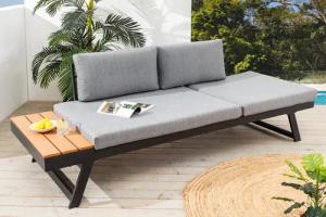 riess-ambiente Loungesofa MODULAR MIAMI 230cm grau natur anthrazit · wetterfeste Outdoor-Liege, Einzelartikel 1 Teile, Balkon/Terrasse/Garten · Aluminium & WPC · verstellbares Kopfteil