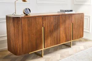 riess-ambiente Sideboard GATSBY 160cm braun / mattgold (Einzelartikel, 1 St), Wohnzimmer · Massivholz · Metall · Kommode · Retro Design