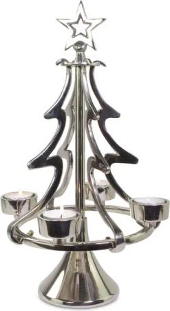 RIFFELMACHER & WEINBERGER Kerzenhalter Exklusiver Metall Kerzenständer Weihnachtsbaum, Silber oder Gold